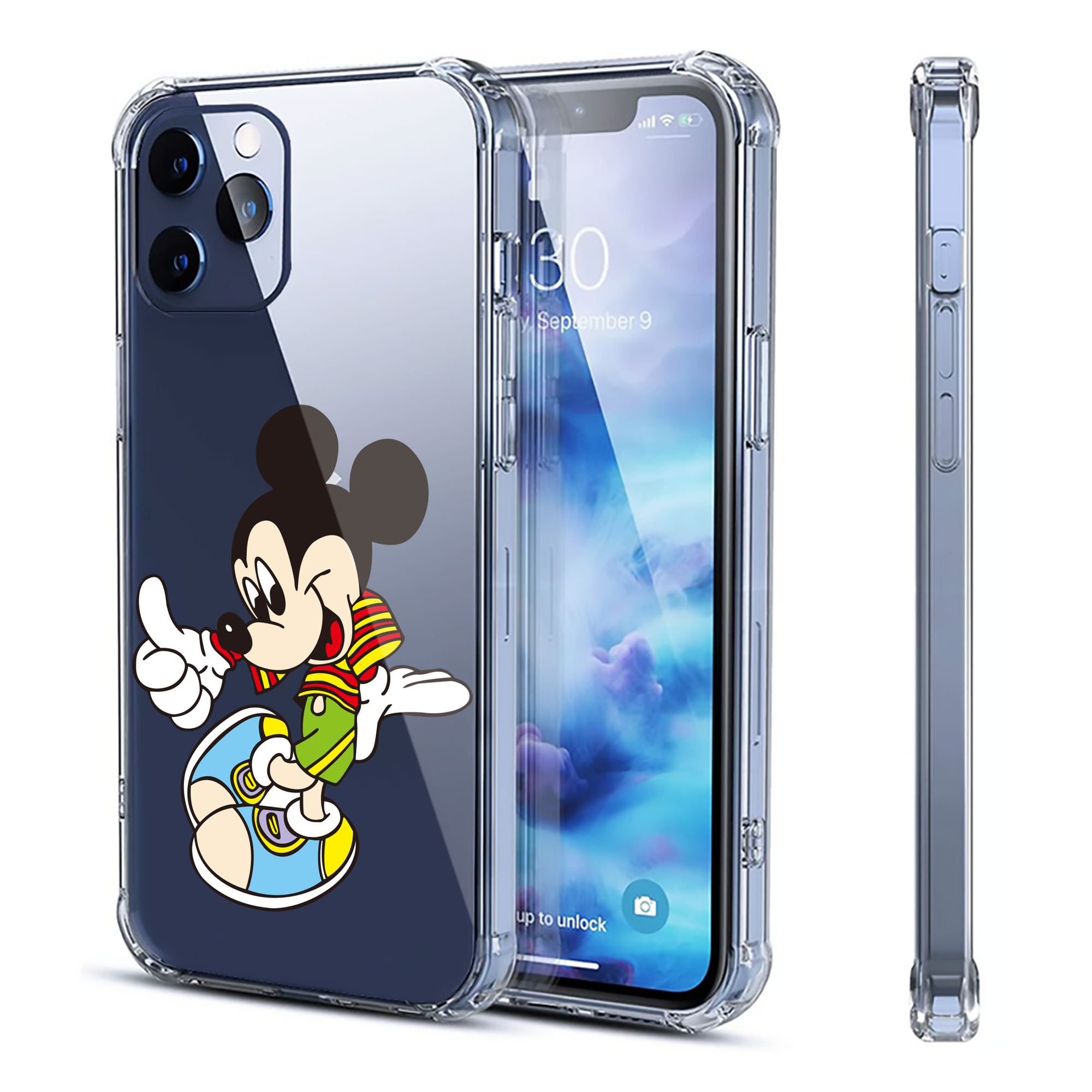 （画像用） ミッキーマウス Mickey Mouse 【iPhone 12シリーズ対応】透明スマホケース（クリアソフトケース）
